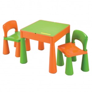 Detská sada stolček a dve stoličky NEW BABY, oranžovo-zelená